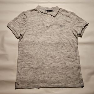 Aeropostale Shirt Men's Large Grey Short Sleeve Top V-Neck Button Up Polo Tee